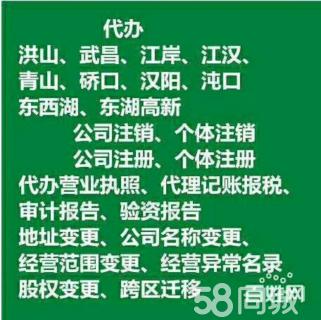 江汉大学附近公司注册找财务代账报税解税务疑难问题迁移地址
